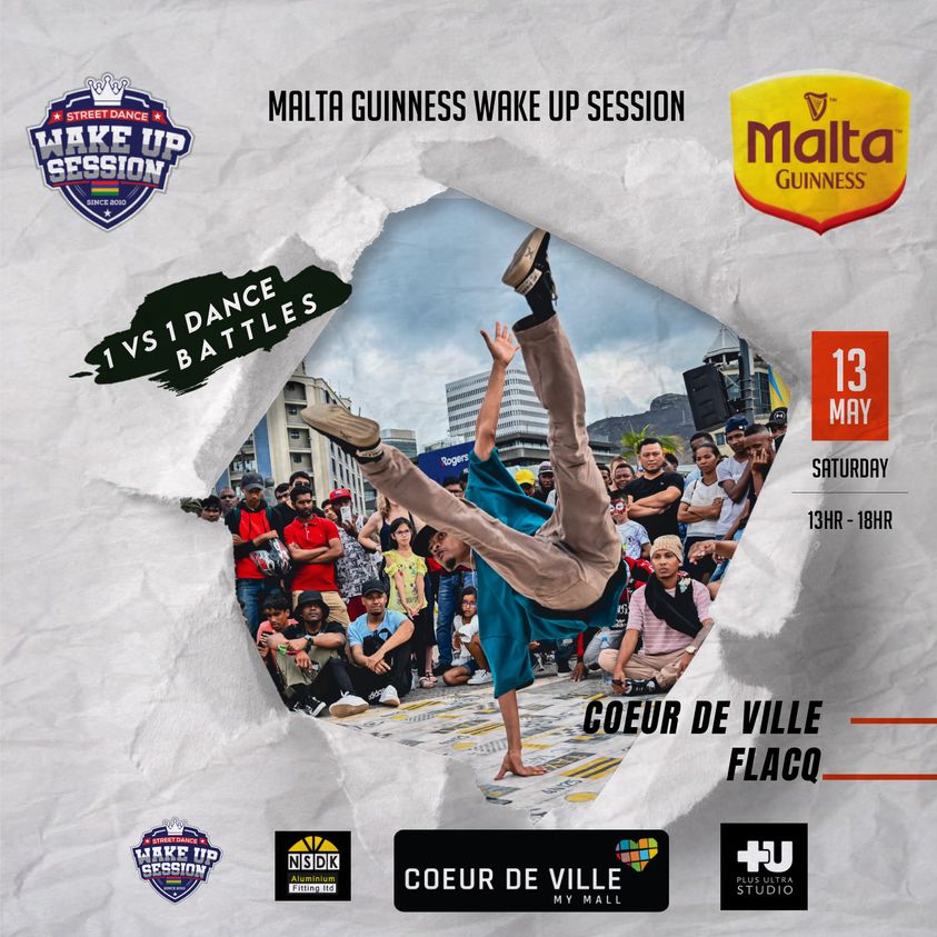 Emmanuel L'Eveille on the digital poster of Wake Up Session dance battle competition to be held in May 2023 at Coeur de Ville Flacq